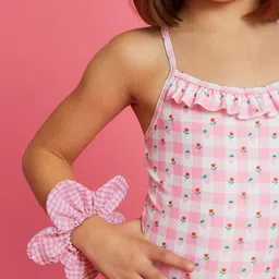 Accessorize Girls Gingham Flower Hair Scrunchie-image-50