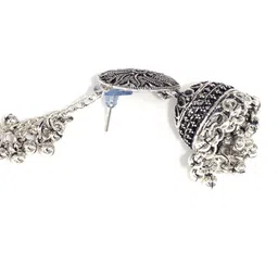 PRIVIU Silver Plated Artificial Beaded Dome shaped Oxidised Jhumkas image 5