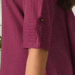 aayusika Women Striped Cotton A-Line Kurta with Palazzos image 2