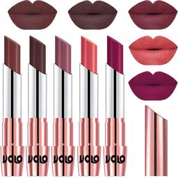 VOLO Set Of 5 Creme Matte Lipstick- 3.5g Each Coffee- Chocolate- Plum- Dark Peach- Magenta-picture-2