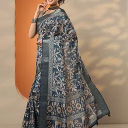 Libas Floral Silk Blend Handloom Saree image 2