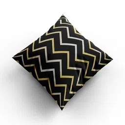 Cushion Villa Black & Yellow Set of 5 Chevron Satin Square Cushion Covers image 2