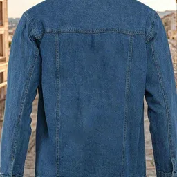 Kotty Men Solid Spread Collar Denim Jacket image 4