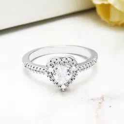 FIMBUL Silver-Plated Cubic Zirconia Studded Finger Ring image 3