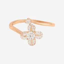 Kushal's Fashion Jewellery 92.5 Sterling Silver Rose Gold-Plated CZ Studded Finger Ring image 2
