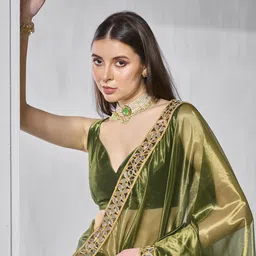 Kalista Mirror Work Organza Saree-picture-19