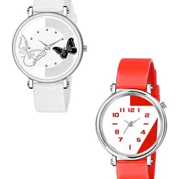CSAMON Women Pack Of 2 Printed Dial & Leather Straps Analogue Watch 601 White 602-picture-25