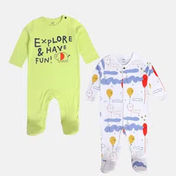 MINI KLUB Boys Pack of 2 Printed Sleepsuit image 1