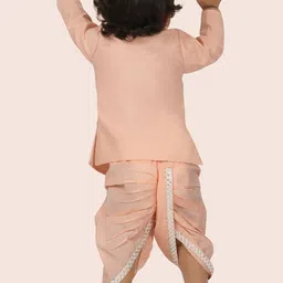 Little Desi Boys Regular Sequinned Kurta with Dhoti Pants image 5