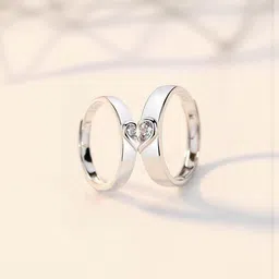 J.S ENTERPRISES Unisex Stainless Steel Silver-Tone Heart Couple Finger Ring-picture-14