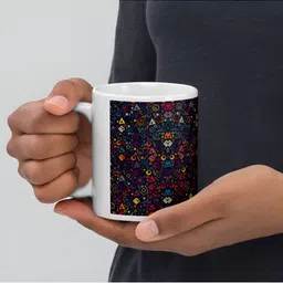Mr UVD Navy Blue & Pink Graphic Printed Ceramic Glossy Mug 350 ml image 2