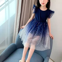 YK Girls Embellished Ombre Dyed Tulle Fit & Flare Midi Dress-picture-21