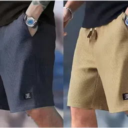 venner fashion Pack of 2 Solid Men Grey Running Shorts-picture-13