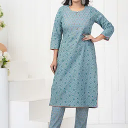 Kamayra Ethnic Motifs Printed Straight Kurta with Trousers image 5