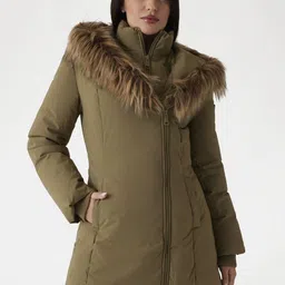 GUESS Women Stand Collar Solid Casual Quilted Jacket-image-25