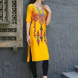 arangya Women Ethnic Motifs Printed Indie Prints Crepe Kurta image 3
