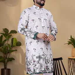 KURTA WALLAH Men Geometric Printed Thread Work Floral Kurta image 2