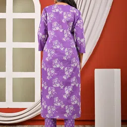 Jasoriya Women Floral Printed Embroidered Pure Cotton Aline Kurta With Trousers & Dupatta image 5