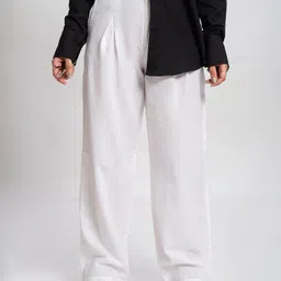 Pittra4ever Women Relaxed Pleated Mid-Rise Relaxed Fit Parallel Trousers-image-63