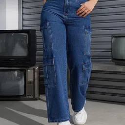 DressBerry Women Comfort Wide Leg High-Rise Light Fade Acid Wash Stretchable Jeans-image-12