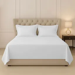 PIZUNA LINENS White Pure Cotton 400 TC Double Queen Bedsheet Set-2.28 m x 2.75 m-picture-10