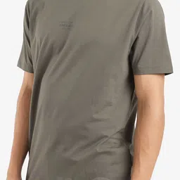 RARE RABBIT Men Solid Round Neck Cotton T-shirt image 3