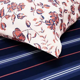 KOPA Blue & White Striped 152 TC Queen Bedsheet with 2 Pillow Covers image 4