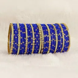 SHRASHTI Blue Glass Artificial Stones & Beads Bangle image 2