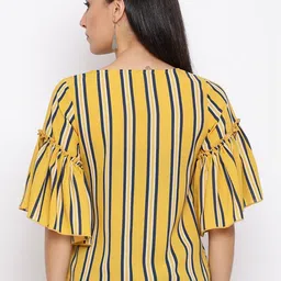 SZN Striped Bell Sleeve Crepe Top image 4