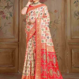 Rare Bello Woven Design Zari Art Silk Patola Saree-picture-25