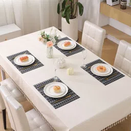 HOKIPO Black & White 4 Pieces Geometric Printed Rectangle Table Placemats image 2