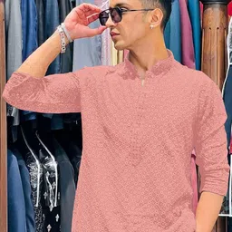 AWM Men Cotton Solid Straight Kurta image 3