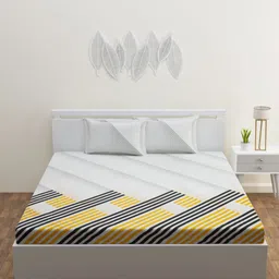 HAPPY HUES White & Black 180 TC King Bedsheet with 2 Pillow Covers-image-51