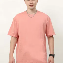 albatross Unisex Solid Round Neck Cotton Oversized T-shirt-image-6