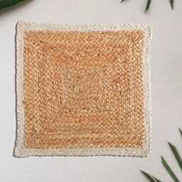 PAROKSH 4-Pcs Brown & Beige Braided Jute Reversible Square Table Placemats image 5