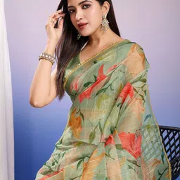 TASRIKA Women Floral Printed Sequinned Organza Ready to Wear Saree-image-29