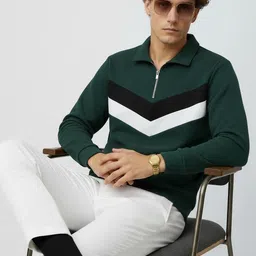 Try This Colourblocked Polo Collar Long Sleeves Pullover Sweatshirt-picture-43