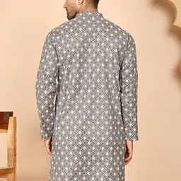 anouk mirage Anouk Rustic Men Geometric Printed Festive Cotton Straight Kurta image 4