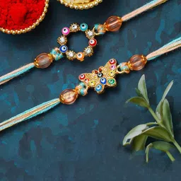 eCraftIndia Set of 2 Butterfly Evil Eye Bhai Bhabhi Kids Rakhis-picture-16