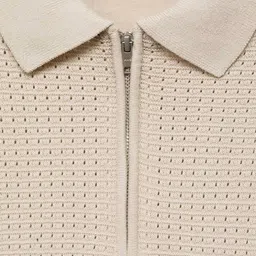 MANGO MAN Self Design Polo Collar Pure Cotton Knitted T-shirt image 2