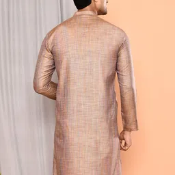 MAAHI FABS Men Striped Thread Work Khadi Handloom Kurta image 4