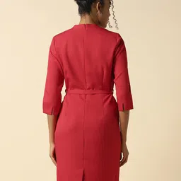 Allen Solly Woman V-Neck A-Line Formal Dress with Belt image 5