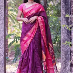 CANIZZARO Woven Design Zari Silk Blend Banarasi Saree-picture-14