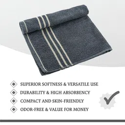 Kuber Industries Grey & Beige 3 Pcs Striped Cotton 450 GSM Bath Towel image 4