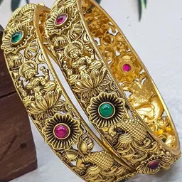 GRIIHAM Set Of 2 Gold Plated & Stone Bangle-picture-41