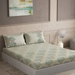 DDecor Blue & Green Ethnic Motifs 145 TC Pure Cotton Super King Bedsheet - 2.74 m x 2.74 m-image-18