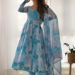 SWEETPEL Women Abstract Printed Angrakha Kurta with Trousers & Dupatta-picture-21
