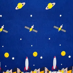 WEAVE AND DECOR Blue Conversational 300 TC Single Bedsheet with 1 Pillow Covers image 3