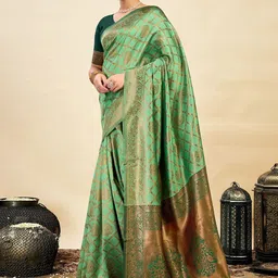SANISA Woven Design Zari Silk Blend Handloom Saree-picture-30