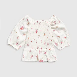 mothercare Girls Floral Printed Boat Neck Cotton Top-picture-14